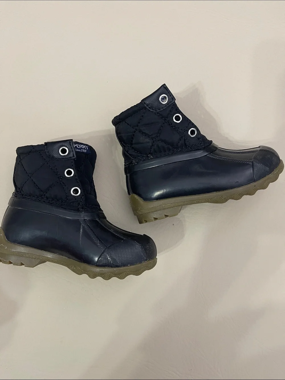 Sperry Black & Pink Kids Duck Boots and white and pink cowgirl boots size 6‎